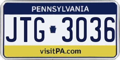 PA license plate JTG3036