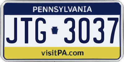 PA license plate JTG3037