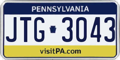 PA license plate JTG3043