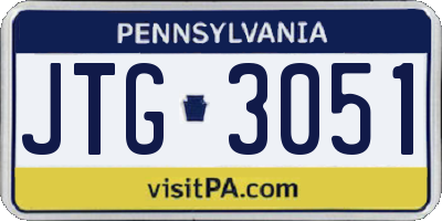 PA license plate JTG3051