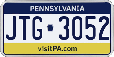 PA license plate JTG3052