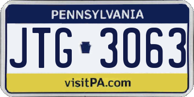 PA license plate JTG3063