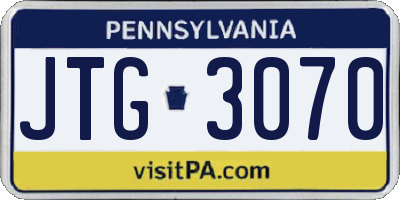 PA license plate JTG3070