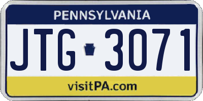 PA license plate JTG3071