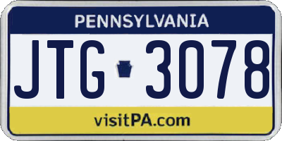 PA license plate JTG3078