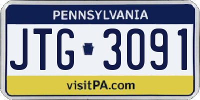 PA license plate JTG3091