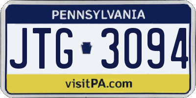 PA license plate JTG3094
