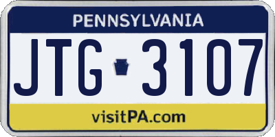 PA license plate JTG3107