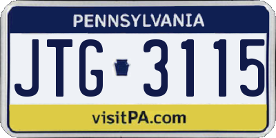 PA license plate JTG3115