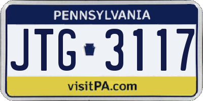 PA license plate JTG3117