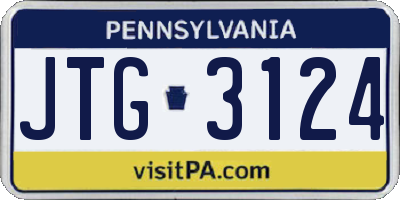 PA license plate JTG3124