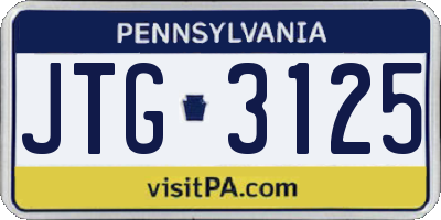 PA license plate JTG3125