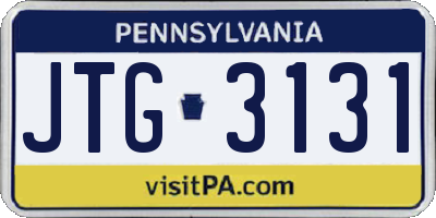 PA license plate JTG3131