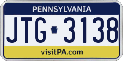 PA license plate JTG3138