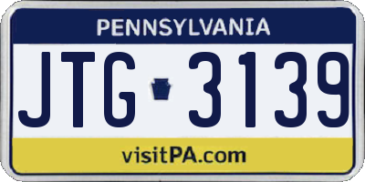 PA license plate JTG3139