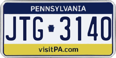 PA license plate JTG3140