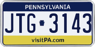 PA license plate JTG3143
