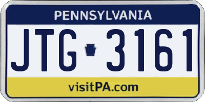 PA license plate JTG3161