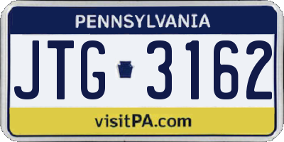 PA license plate JTG3162