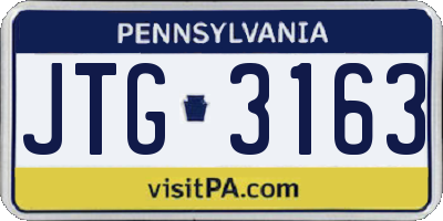 PA license plate JTG3163