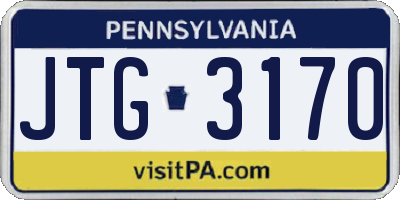 PA license plate JTG3170