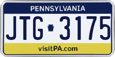 PA license plate JTG3175