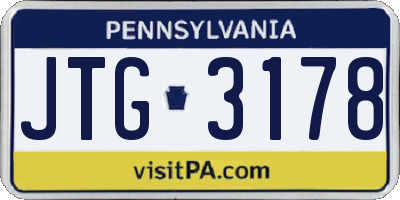 PA license plate JTG3178
