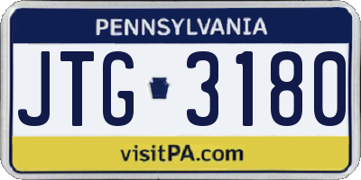 PA license plate JTG3180