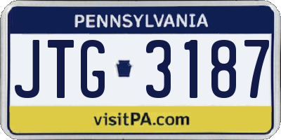 PA license plate JTG3187