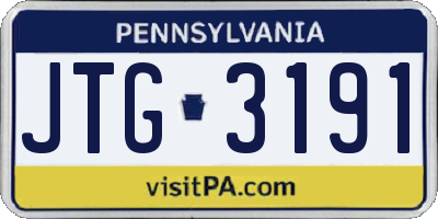 PA license plate JTG3191