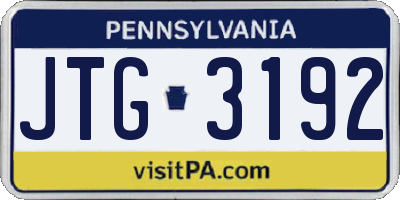 PA license plate JTG3192