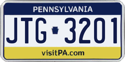 PA license plate JTG3201