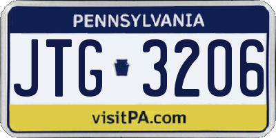 PA license plate JTG3206