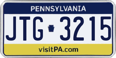 PA license plate JTG3215