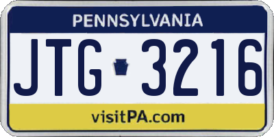PA license plate JTG3216