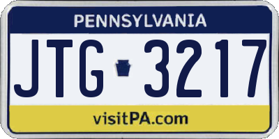 PA license plate JTG3217
