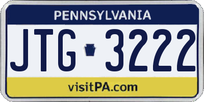 PA license plate JTG3222