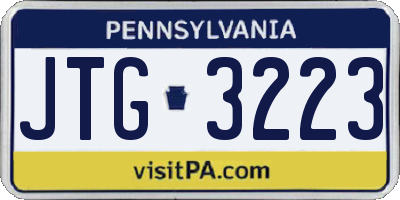 PA license plate JTG3223