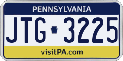 PA license plate JTG3225
