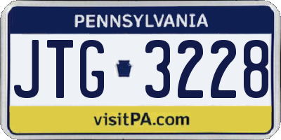 PA license plate JTG3228