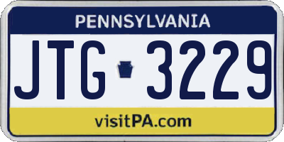 PA license plate JTG3229