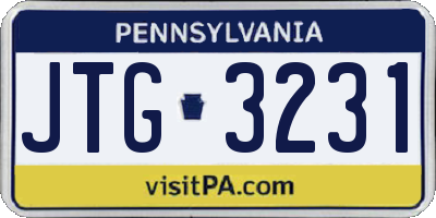PA license plate JTG3231