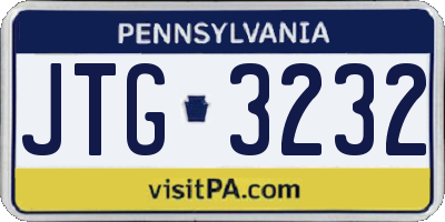 PA license plate JTG3232