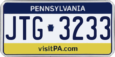 PA license plate JTG3233