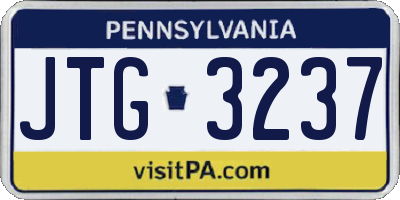 PA license plate JTG3237