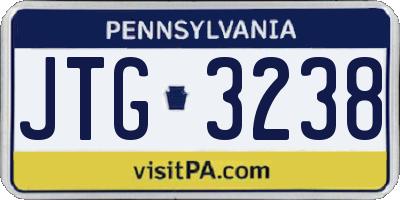 PA license plate JTG3238