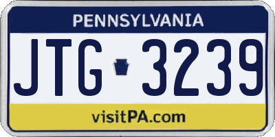 PA license plate JTG3239