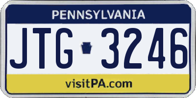 PA license plate JTG3246