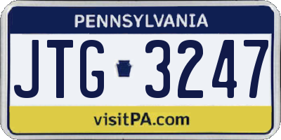 PA license plate JTG3247