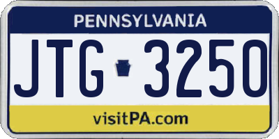 PA license plate JTG3250